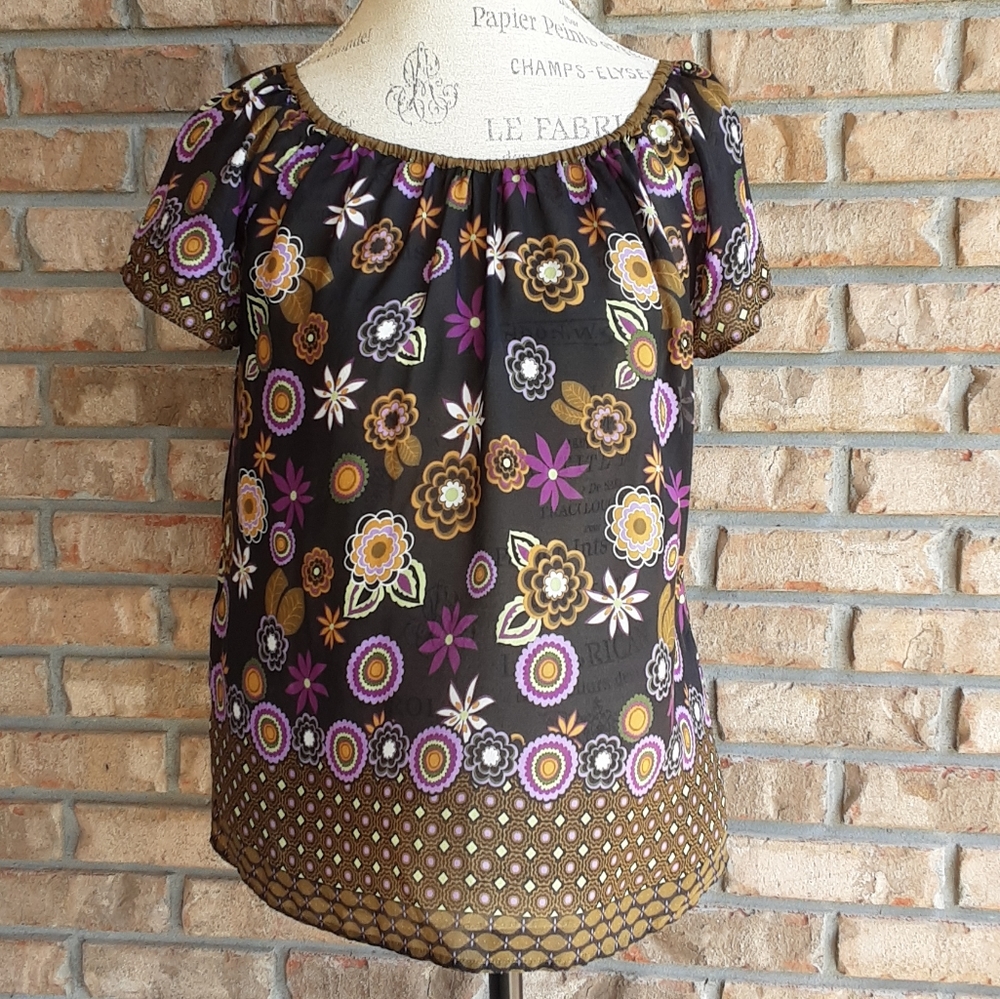 Anthropologie Fei Floral Print 100% Silk Blouse